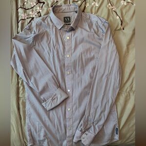 Armani Exchange Slim Pink and Black Striped Shirt